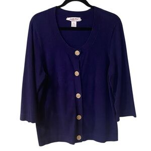 Judith Hart Navy Blue Silk Blend Cardigan Scoop Neck Cardigan Size XL